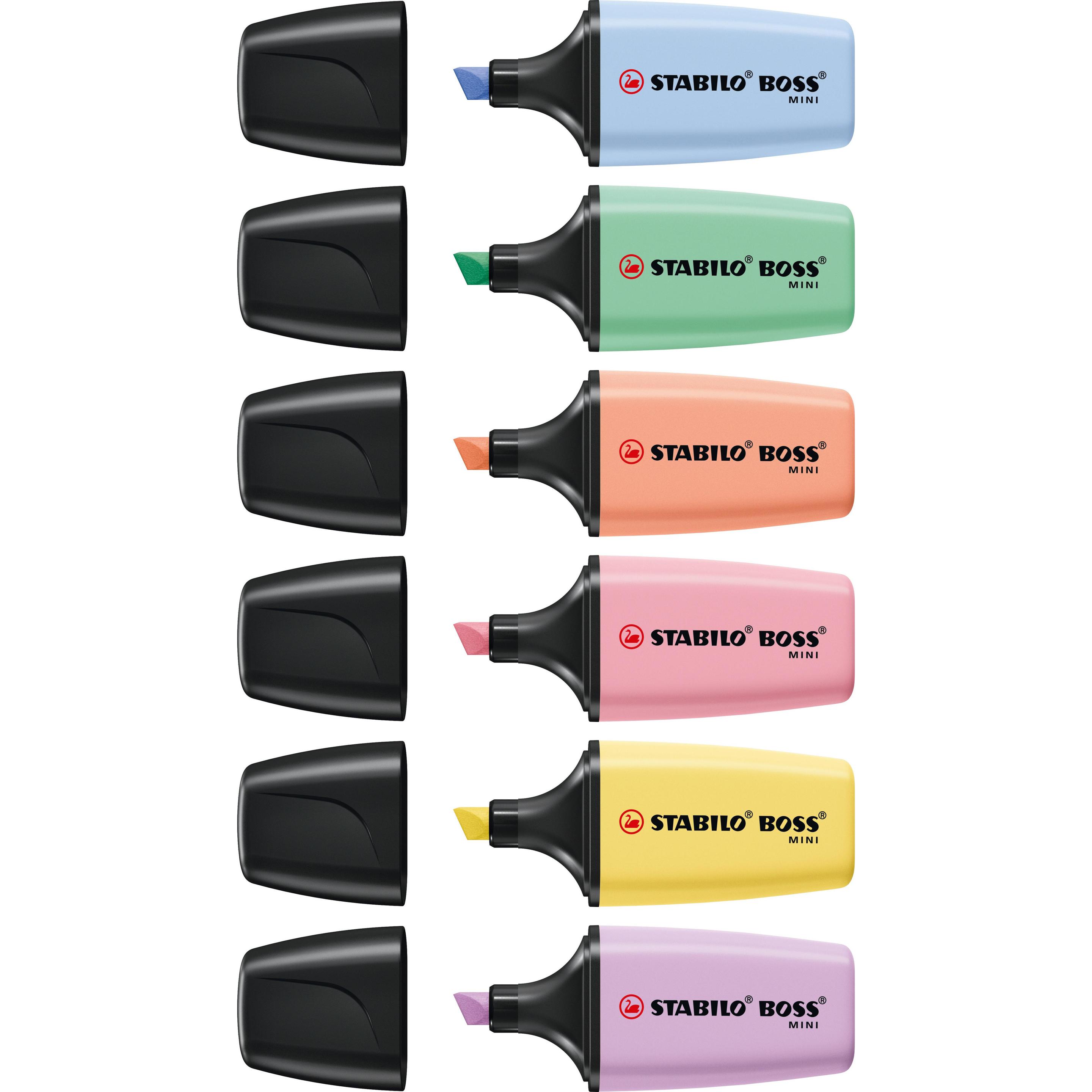 Thumbnail - STABILO, Marker, Boss Mini Pastell 6er Etui (Apricot, Gelb, Wolkenblau, Lila, rosa und minze, 5 mm, 6 x)