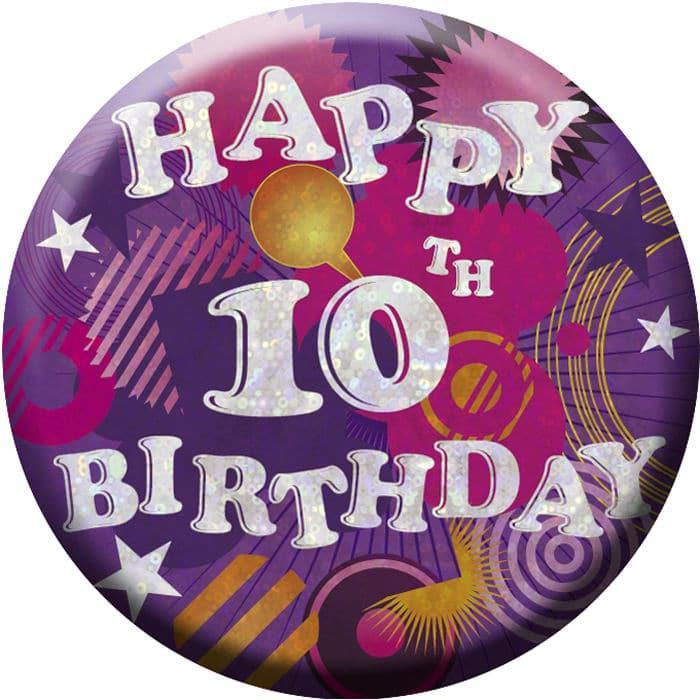 Actual product image Amscan Holographic 10th Birthday Badge