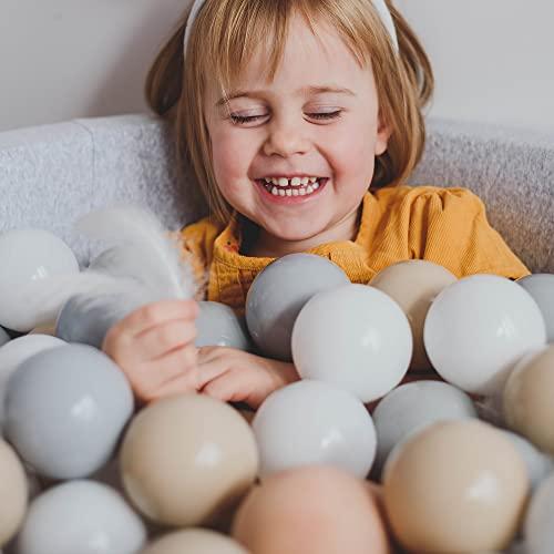 Produktbild Activity Board Baby Foam Round Ball Pit 90x30cm mit 200 Bällen 7cm Zertifiziert, Samtkordel, Apricot: Transparent