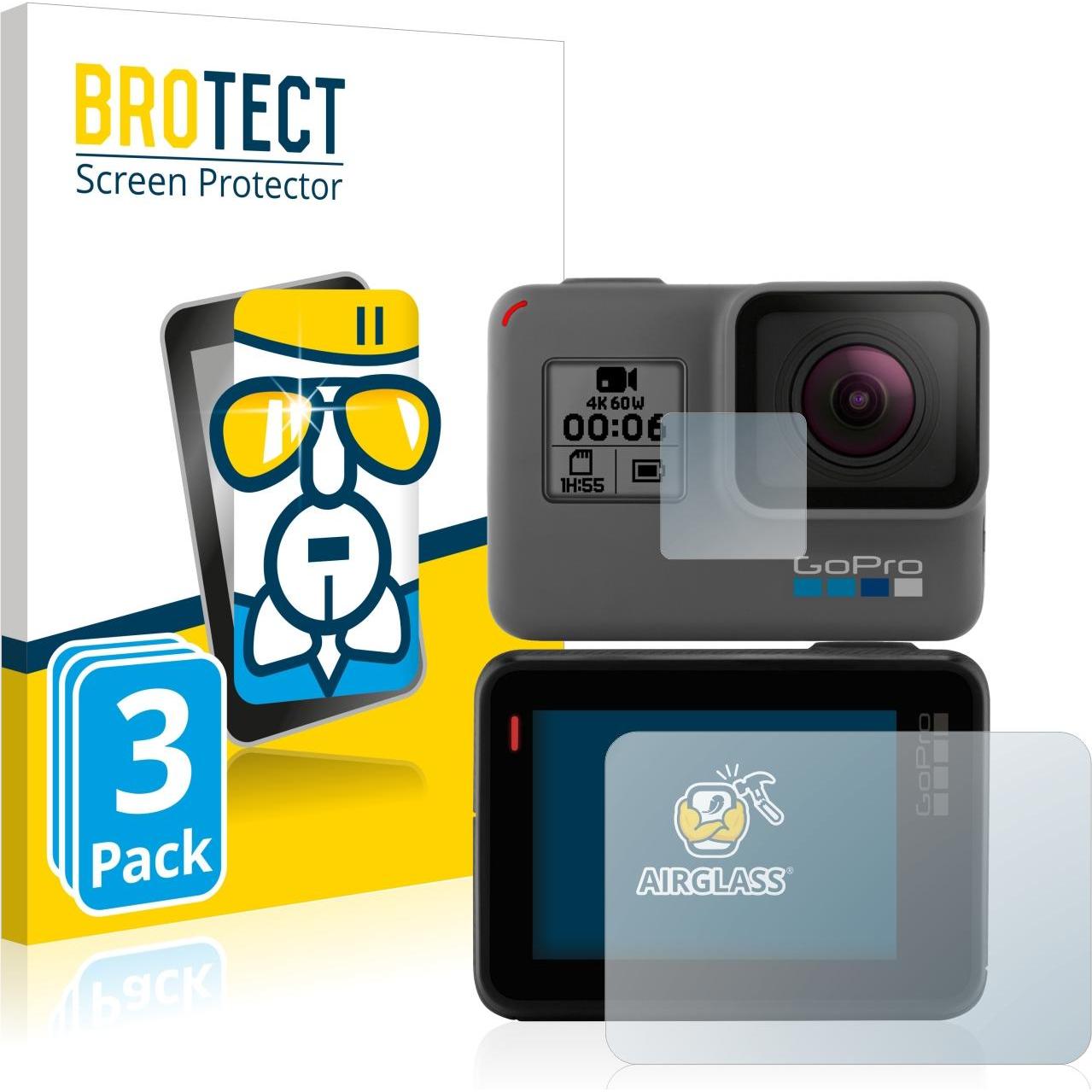 BROTECT AirGlass Panzerglasfolie (Hero 5 Black), Action Cam Zubehör