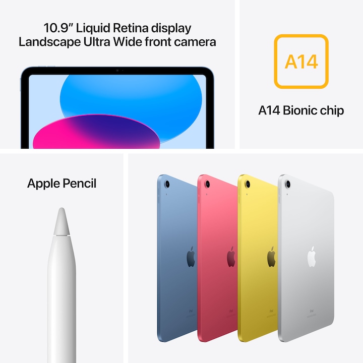 Image du produit Apple iPad 2022 (10e génération) (WLAN uniquement, 10.90", 64 Go, Jaune)