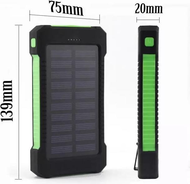 Produktbild PhoneLook Wasserdichte externe Batterie 10000mAh Power Bank mit Solarpanel & LED (10 W)
