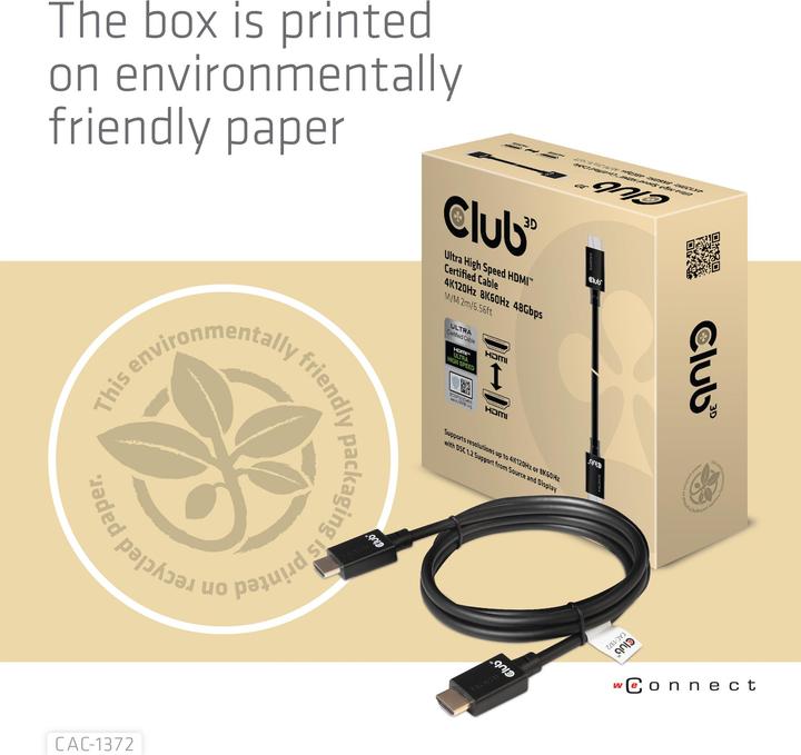 Produktbild Club 3D HDMI – HDMI (2 m, HDMI, 2.1)