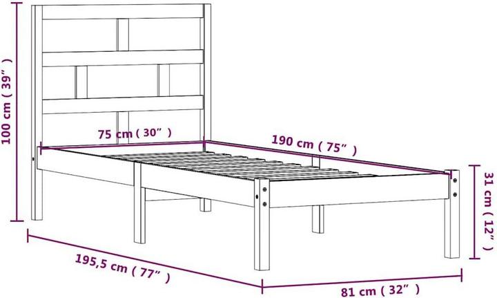 Image du produit vidaXL Bettrahmen (75 x 190 cm)