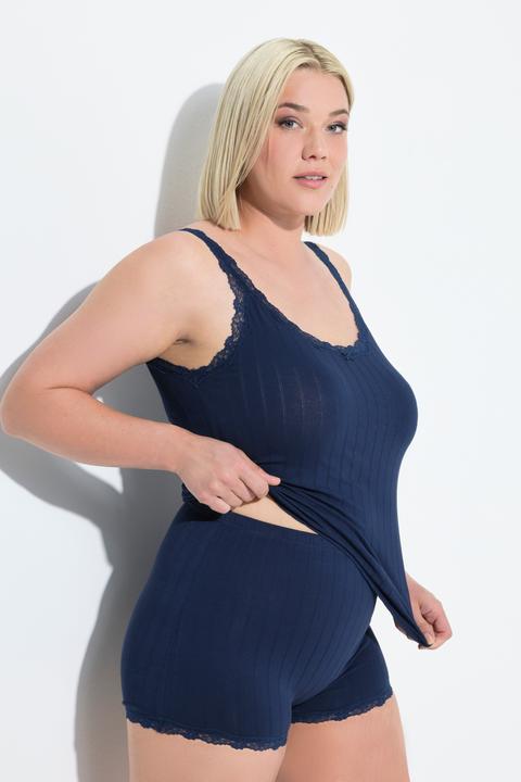 Immagine prodotto Ulla Popken Canottiera in jersey a punto ajour con pizzo e scollo rotondo (46, 48)