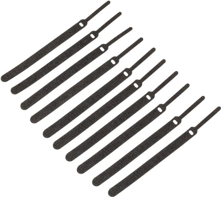 Kolink Kabelbinderset mit Klettverschluss - 10 Stück, schwarz (Klettkabelbinder, 150 mm, 10 Stk.)