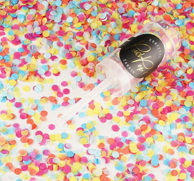 Actual product image Partydeco Confetti Cannon Push Pop Ø 8 mm, 1 piece, Multicolor (1 Piece)
