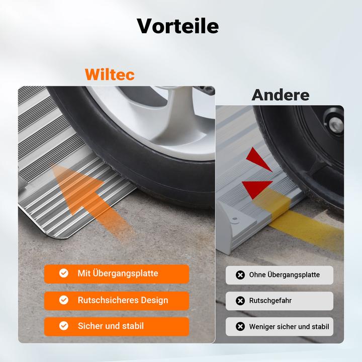 Produktbild Wiltec Rollstuhlrampe faltbar 150cm 270kg Rollirampe Alu Rollstuhl Flachrampe