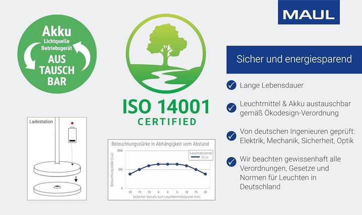 Produktbild Maul MAULnina LED-Akku-Tischleuchte weiss (210 lm)