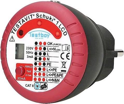 Produktbild Testboy Testavit Schuki 1LCD Steckdosenprüfgerät (CAT II 300V)