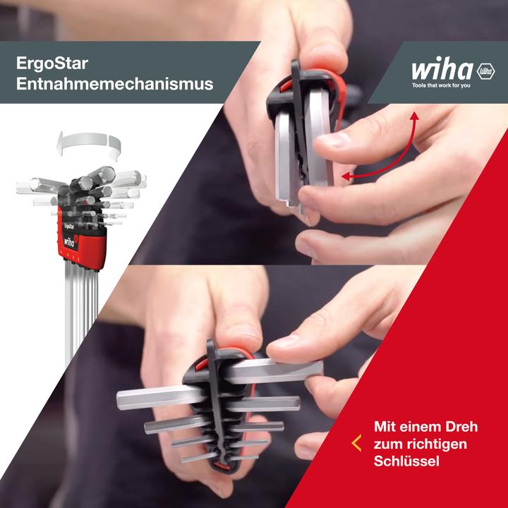 Actual product image Wiha Hex key set in ErgoStar holder 9 pcs hexagon socket spanner Hexagon spanner
