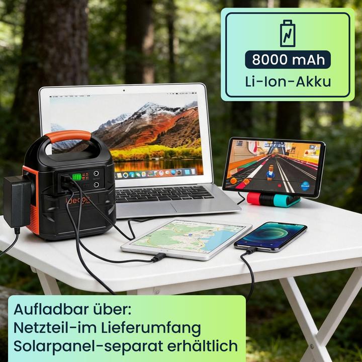 Produktbild Ideoon Kompakte Powerstation 88,8Wh Solargenerator mit 230V Steckdose, 100W, USB-C PD65W, 12V DC (88.80 Wh, 1.10 kg)