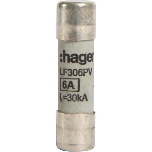Hager, Sicherung, Cart. fusible PV, 10x38mm, 1000V, DC, 6A (Feinsicherung, 6 A)