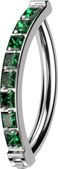 Immagine prodotto Star Piercing Scudo in argento con cerniera a banana e fila di cristalli quadrati verdi (senza ottone, Titanio)