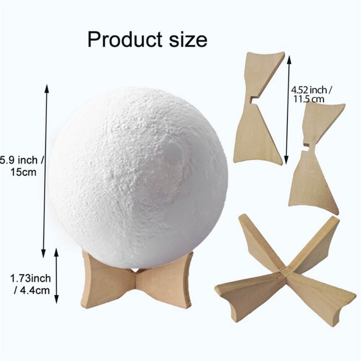 Image du produit Cover-Discount Lampe multicolore LED Lune 3D