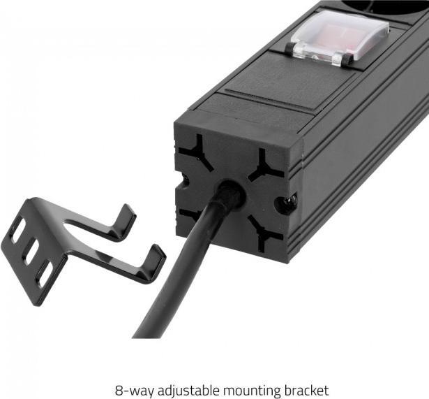 Actual product image Adam Hall 87471 X7 - 2 m - Indoor - Type EF (CEE 7/7) - Angled - 1.5 mm² - Aluminium (7x, CEE 7/3, CEE 7/4, 2 m)