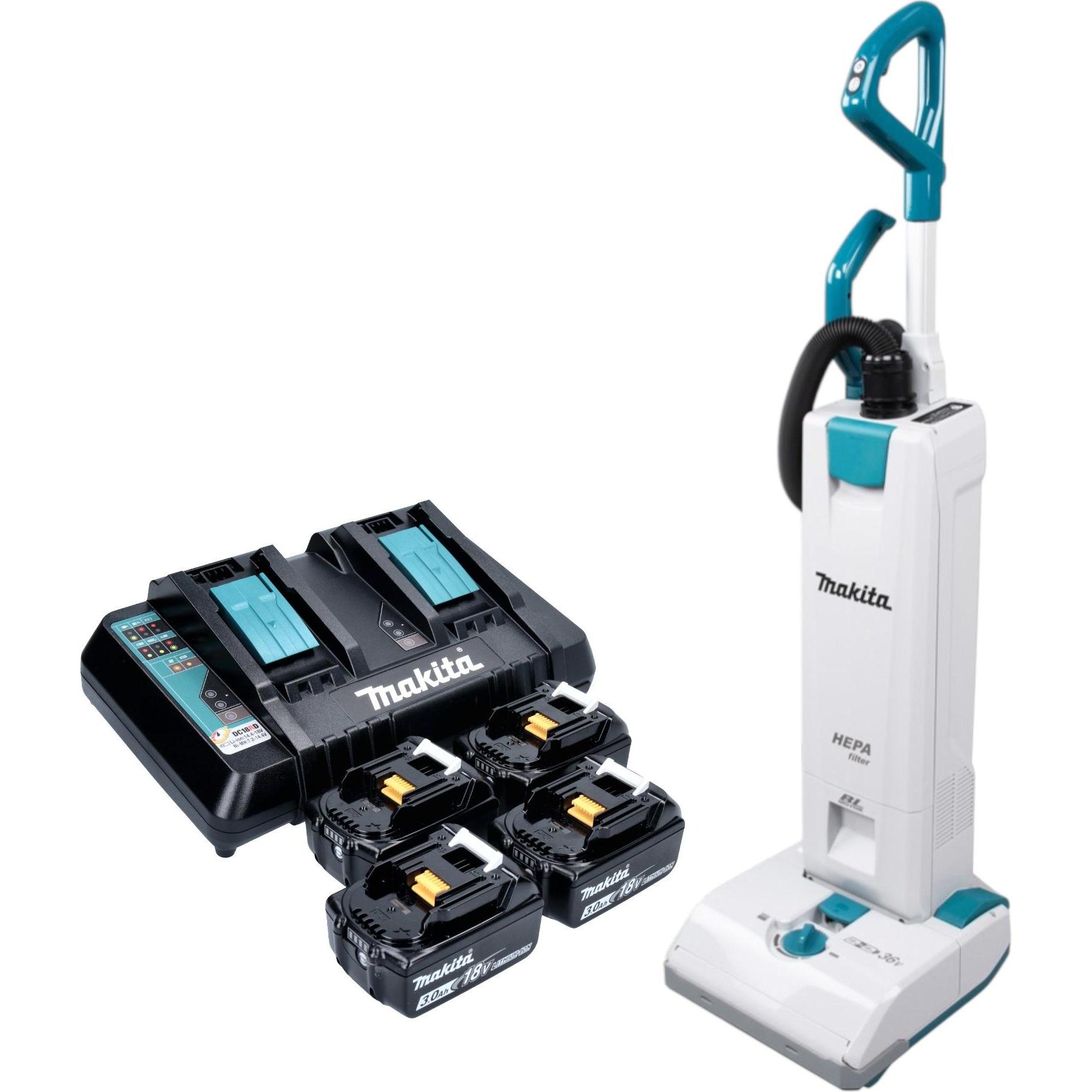 Makita, Aspiratore industriale, DVC 560 PF4 Akku Staubsauger 36 V ( 2x 18 V ) 5 l Brushless + 4x Akku 3,0 Ah + Ladegerät