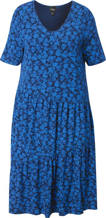 Produktbild Ulla Popken Jerseykleid, Volants, A-Linie, V-Ausschnitt, Halbarm (54)