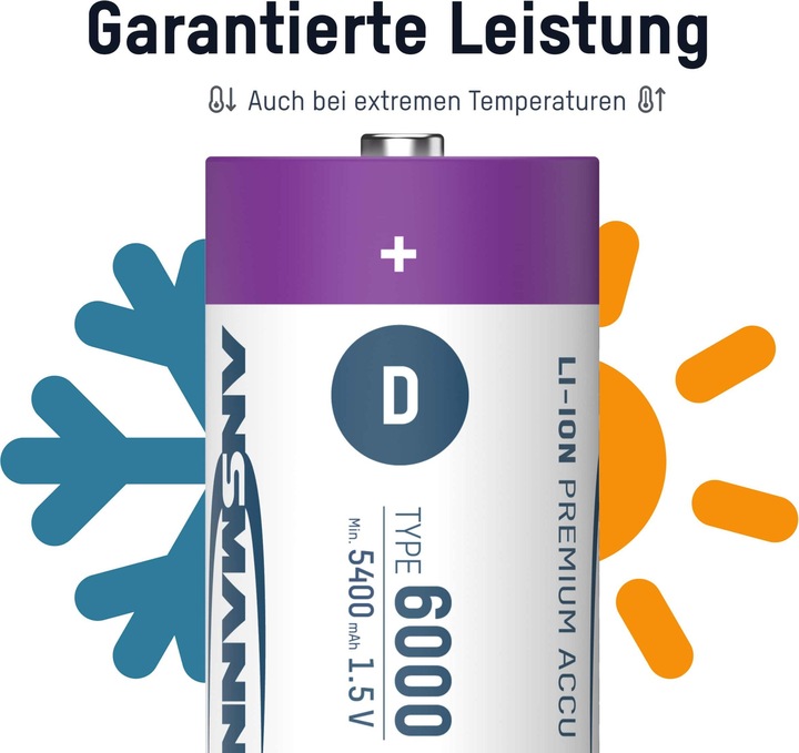Actual product image Ansmann Premium Rechargeable (2 pcs., D, 6000 mAh)