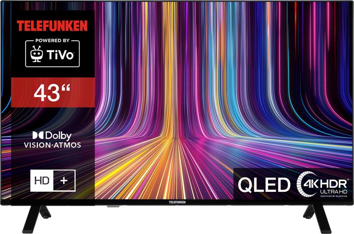 Produktbild Telefunken QU43TO750S (108 cm (43 Zoll), schwarz, UltraHD/4K, Triple Tuner, SmartTV, TiVo Betriebssystem) (43", QLED, 4K, 2024)