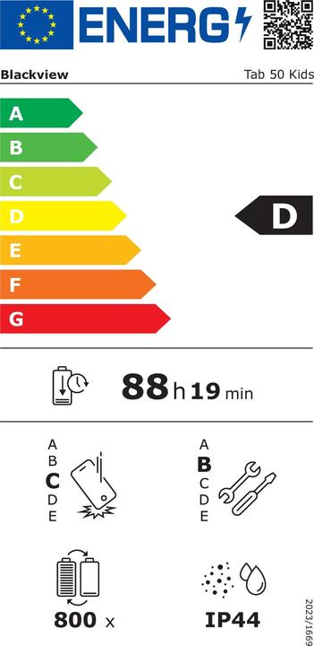 Energy Label Blackview Tab 50 Kids (WLAN only, 8", 64 GB, Purple)