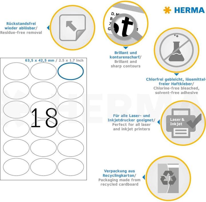 Produktbild HERMA Ablösbare Etiketten A4