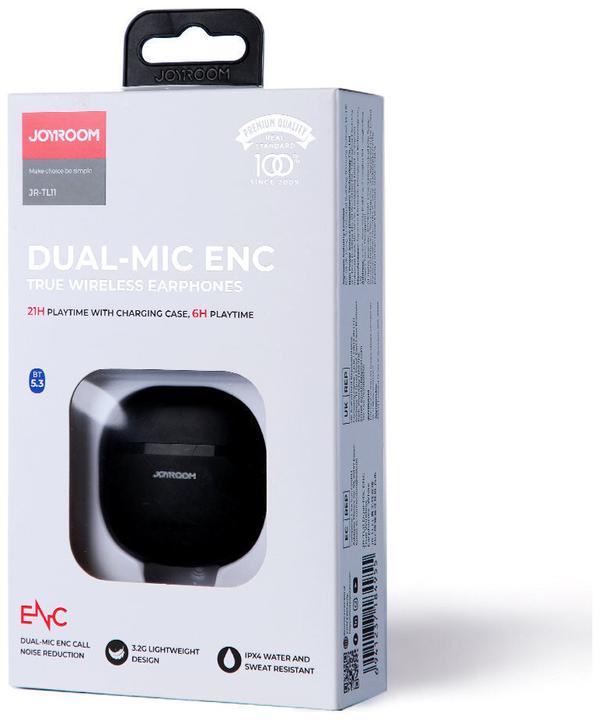 Produktbild Joyroom Drahtlose Kopfhörer TWS JR-TL11 ENC Schwarz (ANC, 6 h, Kabellos)