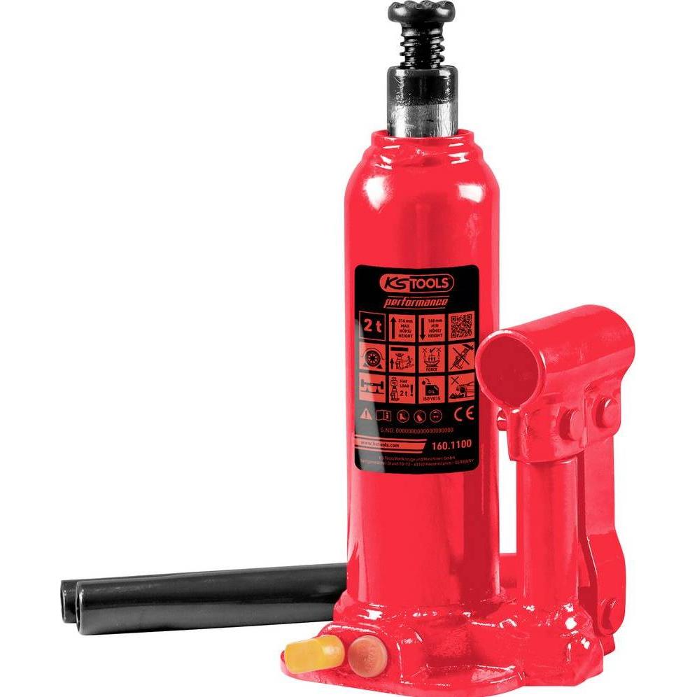 KS Tools, Cric, performance Hydraulischer Flaschenwagenheber, 2000 kg, Hubhöhe: 168-316 mm