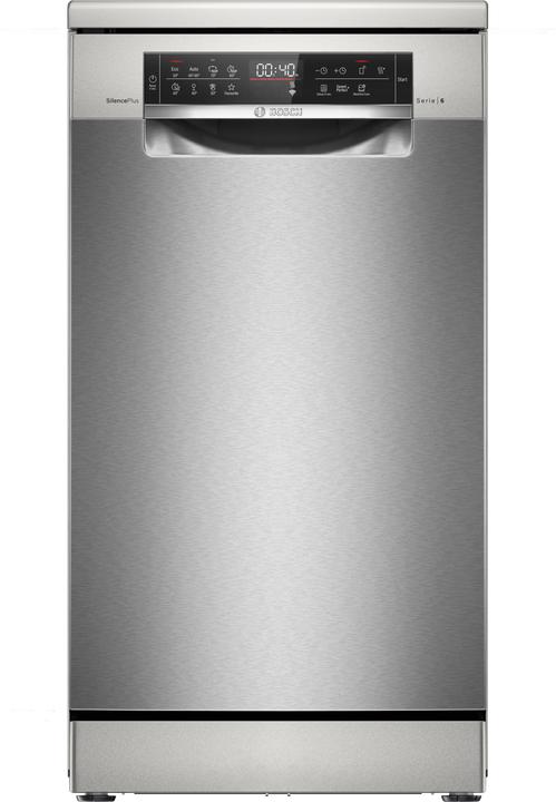 Bosch Hausgeräte Serie 6, Freistehender Geschirrspüler, 45 cm, Gebürsteter Stahl mit Anti-Fingerprint, SPS6EMI21E