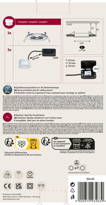Produktbild Paulmann Einbauleuchte Nova Set (460 lm)
