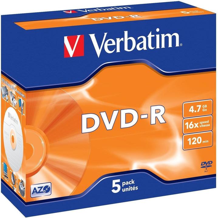 Verbatim DVD-R, 4,7GB, 16x, pak van 5 (5 x)