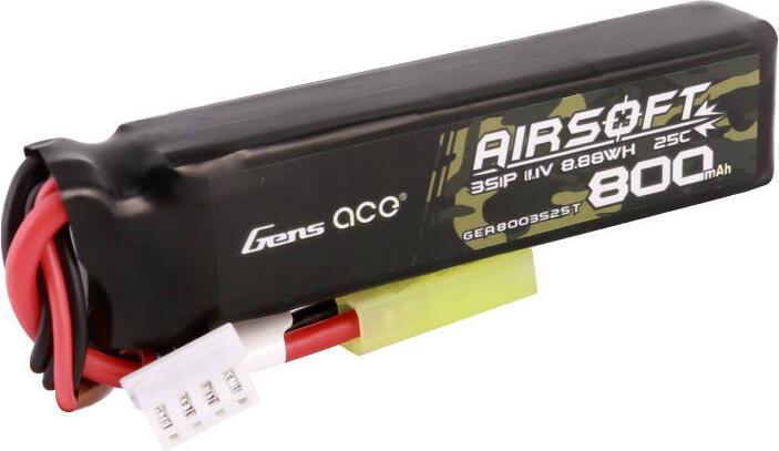 Produktbild Gens Ace Lipo 800MAH 11.1V 25C 3S1P Airsoft Gun Lipo Battery with mini Tamiya Plug (11.10 V, 800 mAh)