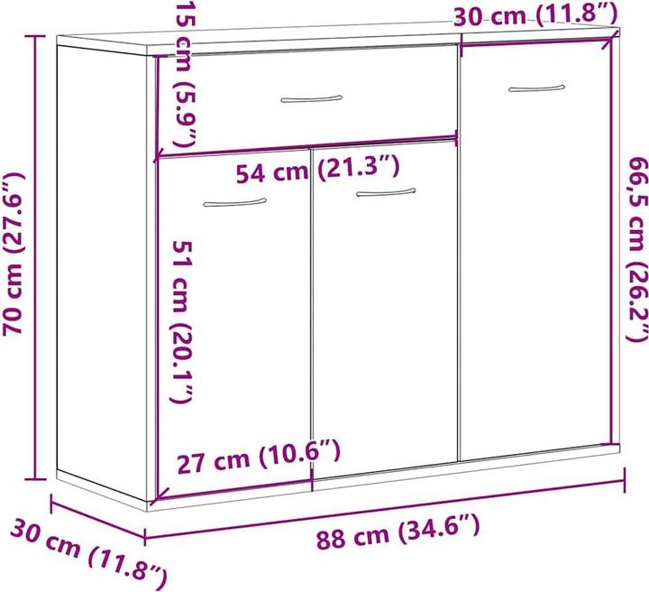 Produktbild vidaXL Sideboard (88 x 30 x 70 cm)