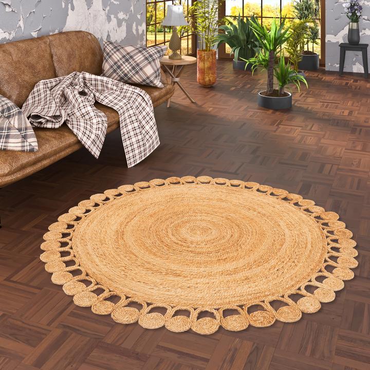 Produktbild Pergamon Naturfaser Teppich Jute Salsa Natur Boho Rund (200 x 200 cm)