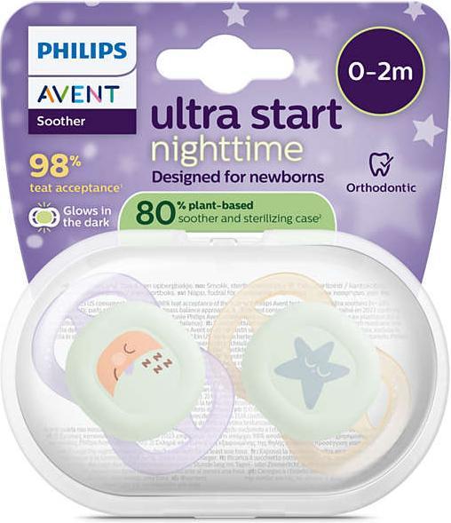 Actual product image Philips Avent Pacifier SCF075/17 ultra start Nighttime (2x, 0 - 6 Months)