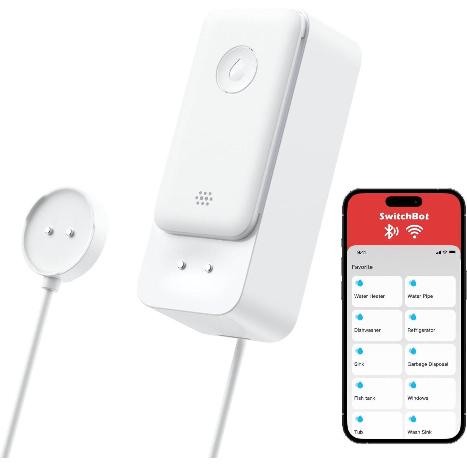 SwitchBot Water Leak Detector inkl. Sensor Cable, Smart Home Hub, Weiss
