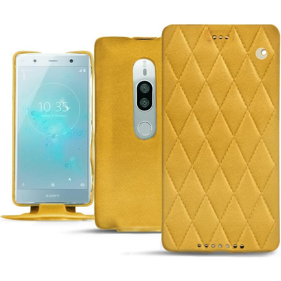 Noreve Lederschutzhülle vertikal (Sony Xperia XZ2 Premium), Smartphone Hülle, Orange