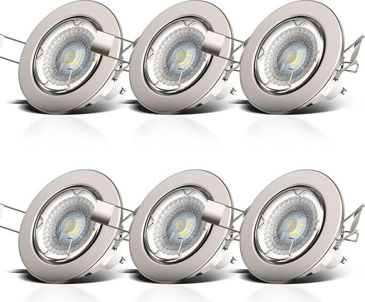Immagine prodotto B.K.Licht Set di luci da incasso a LED, nichel opaco, 6xLED/GU10/5,5W (400 lm, GU10)
