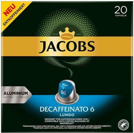 Produktbild Jacobs Kaffeekapseln Lungo 6 Decaffeinato 20 Stück (20 x Port.)