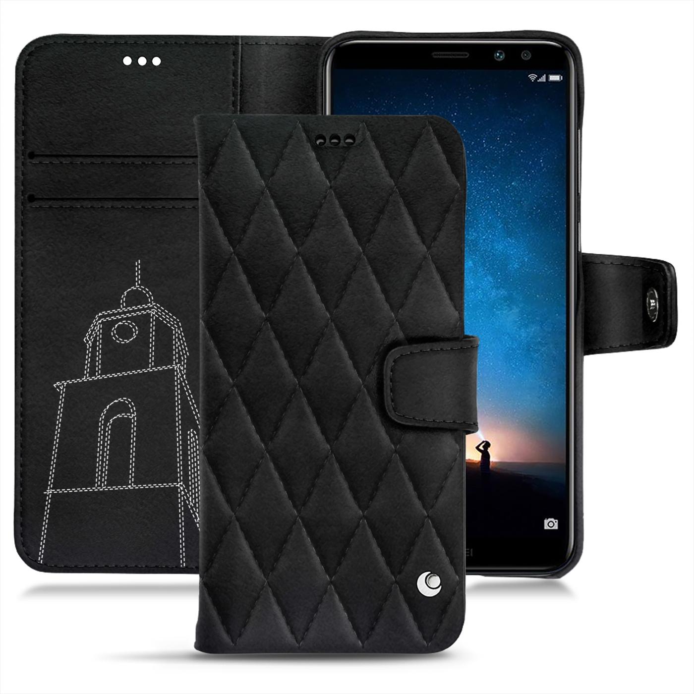 Noreve Lederschutzhülle Wallet (Huawei Mate 10 Lite), Smartphone Hülle, Schwarz