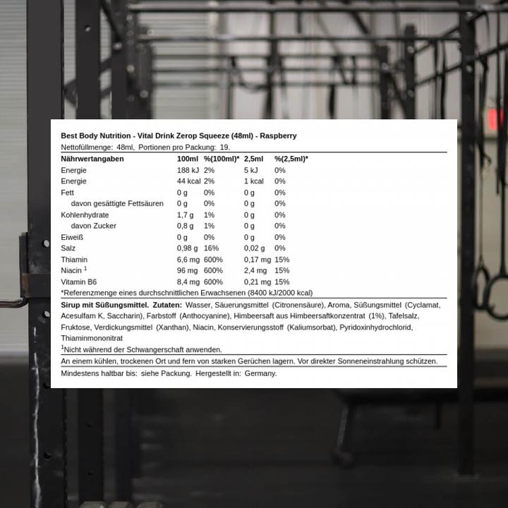 Produktbild Best Body Nutrition Vital Drink Zerop Squeeze (Himbeere)