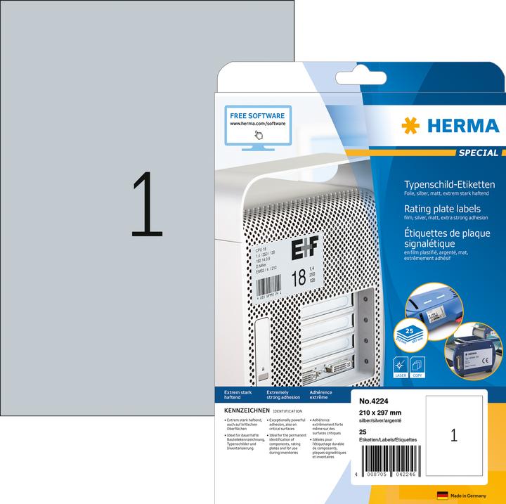 Actual product image HERMA Nameplate labels A4