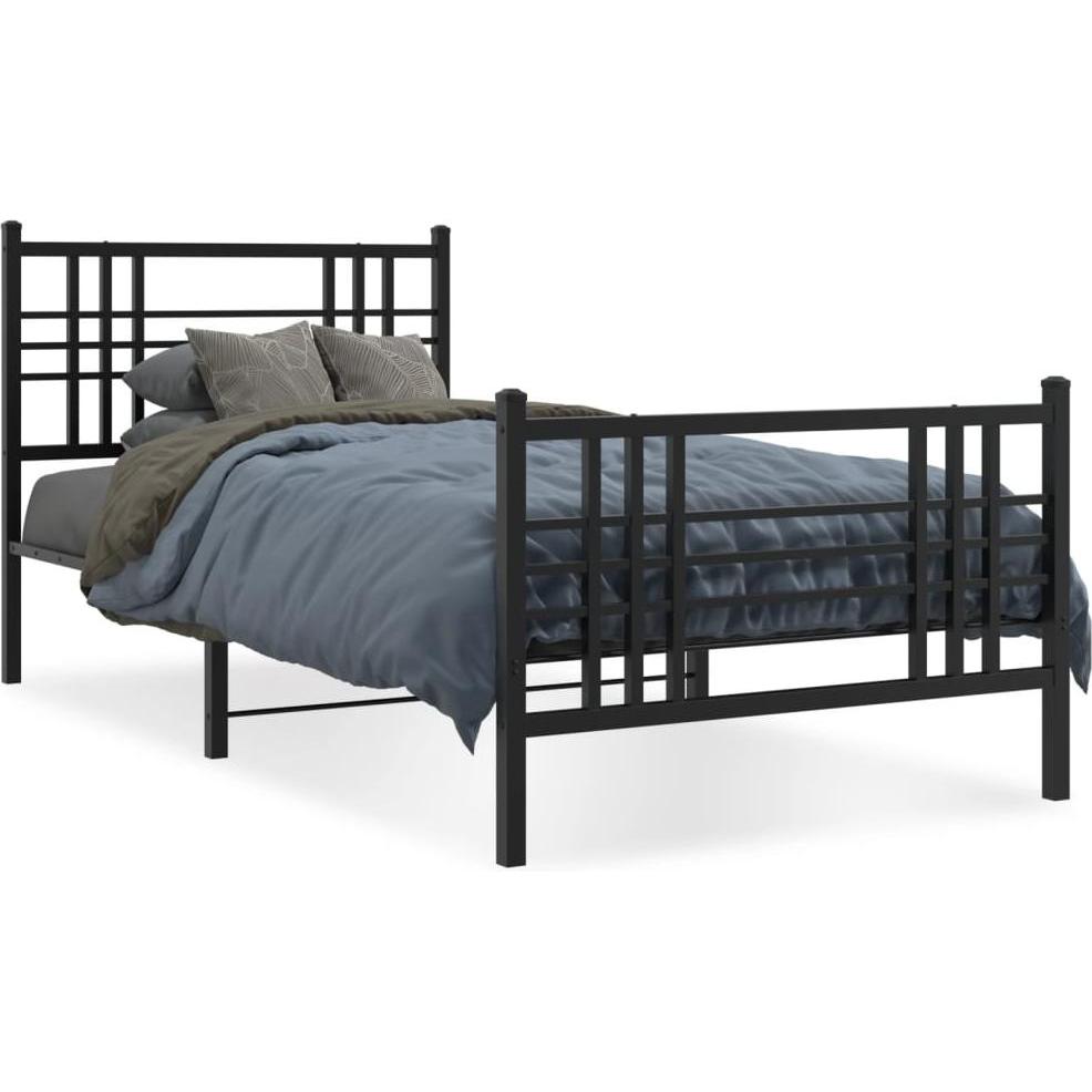 VidaXL, Bett, Bettgestell mit Kopf- und Fussteil (90 x 190 cm)