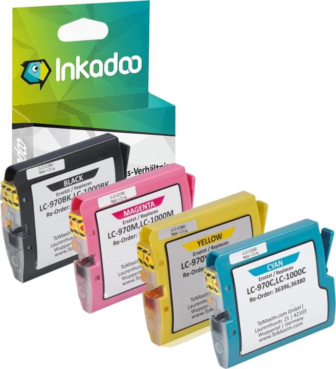 Actual product image Inkadoo Multipack compatible with Brother LC-1000 VAL (C, FC, M, Y)