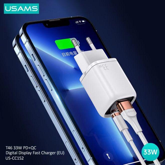 Actual product image Usams 33W QC + PD Digital Display Fast Charger (33 W, 1 portion)