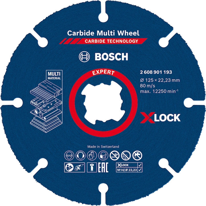 Bosch Professional Zubehör Expert Carbide Multi Wheel X-LOCK, 125 mm, 22,23 mm
