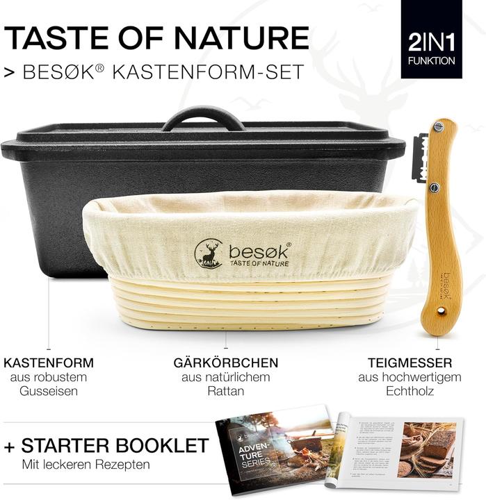 Produktbild Besok Gusseisen-Brotbackform mit Gärkorb & Teigmesser