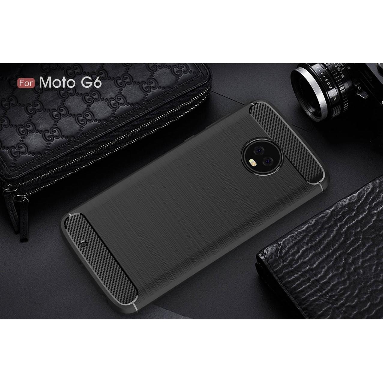 Thumbnail - Screenguard Motorola Moto G6 Hülle Carbon Brushed Soft TPU (Motorola Moto G6), Smartphone Hülle, Schwarz