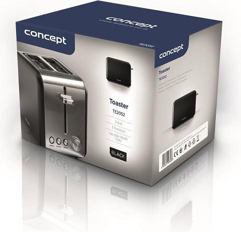 Actual product image Concept TE2050 2 slice(s) Black, Stainless steel