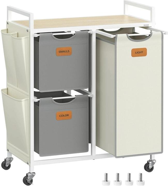 Vasagle Wäschekorb mit Ablage Weiss-Grau (100 l)